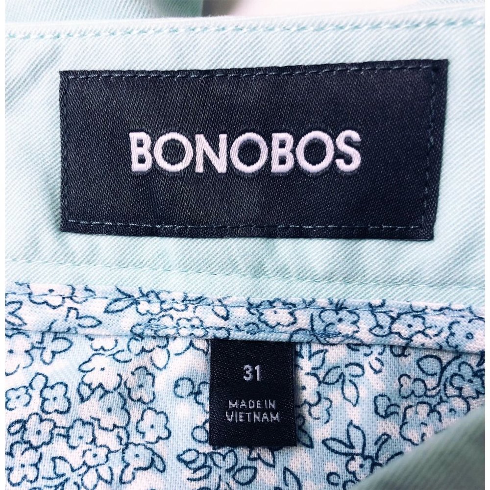 SOLd BONOBOS Mens Aqua Blue Stretch Washed Chino 7 inch Shorts Sz 31 NWT - Picture 9 of 13
